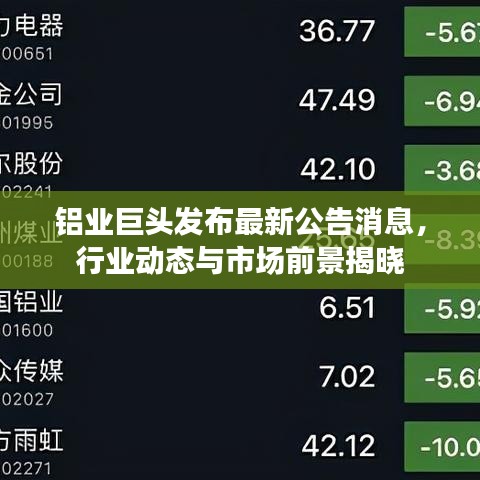 鋁業(yè)巨頭發(fā)布最新公告消息，行業(yè)動態(tài)與市場前景揭曉